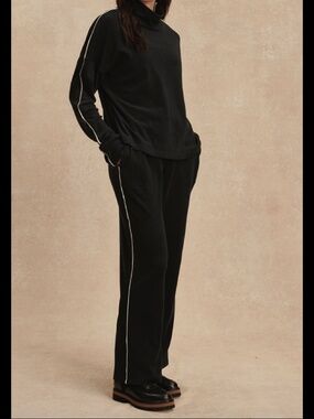 Varley Brushed Rib Straight Leg Pant 28 - Black / Snow White